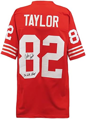 John Taylor potpisao je crveni prilagođeni nogometni dres w/3x SB Champs