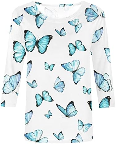 Top s grafičkim uzorkom za djevojčice Ljeto-Jesen modna pamučna bluza širokog kroja s dugim rukavima 3/4 majica za žene 87