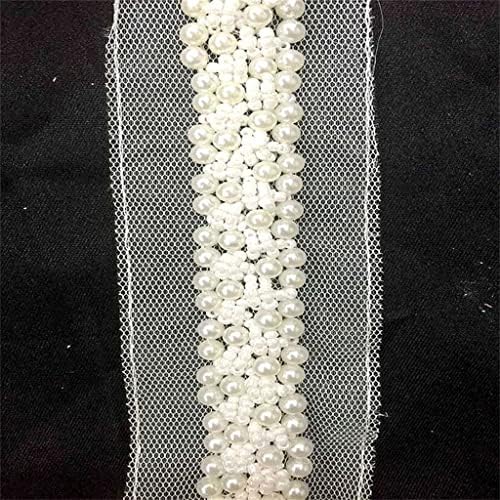 Eyhlkm lažni biserni pehar čipka od bijele mrežice tkanine paillette čipka s perlicama s pletenicama čipka