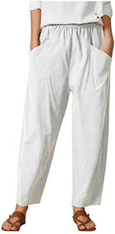 Potton posteljina obrezana labava pamučna žena casual mršave gamaše obrezane kapri hlače casual casual labave hlače elastike elastike