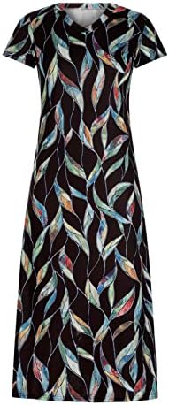 Ženska ležerna duga haljina u boho stilu 2023, ljetna modna Maksi haljina za plažu s izrezom u obliku slova u i širokim kratkim rukavima