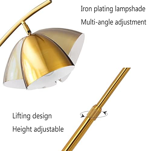 SDFDSSR Moderno stojeće svjetlo za spavaću sobu i dnevnu sobu podna svjetiljka sa stolom, LED podna svjetiljka za čitanje-zlatni završnica