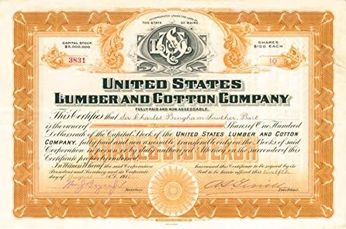 United States Lumber and Cotton Co. - Potvrda o skladištu