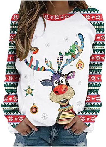 LED gmaz rudolph božićni džemperi za žene košulje dugih rukava jeseni smiješni elk tiskarski posadi majice