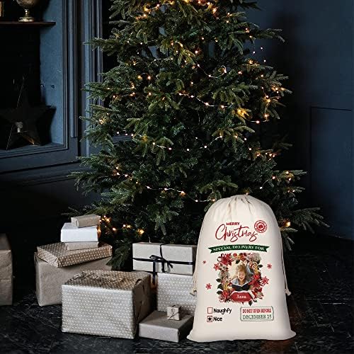 BAGEYOU Smiješno Wheaton terijer Santa Saks Personalizirane vrećaste torbe za pse sa uzicu Božićno torba za pohranu poklon od хлопчатобумажного